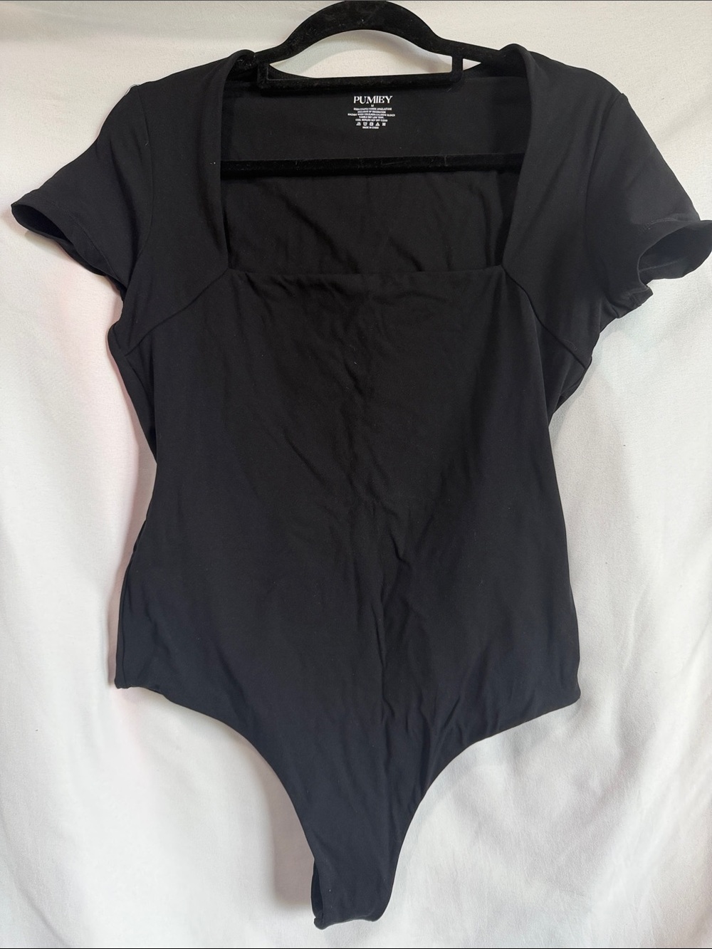 Puma Black Short-Sleeve Square Neck Bodysuit